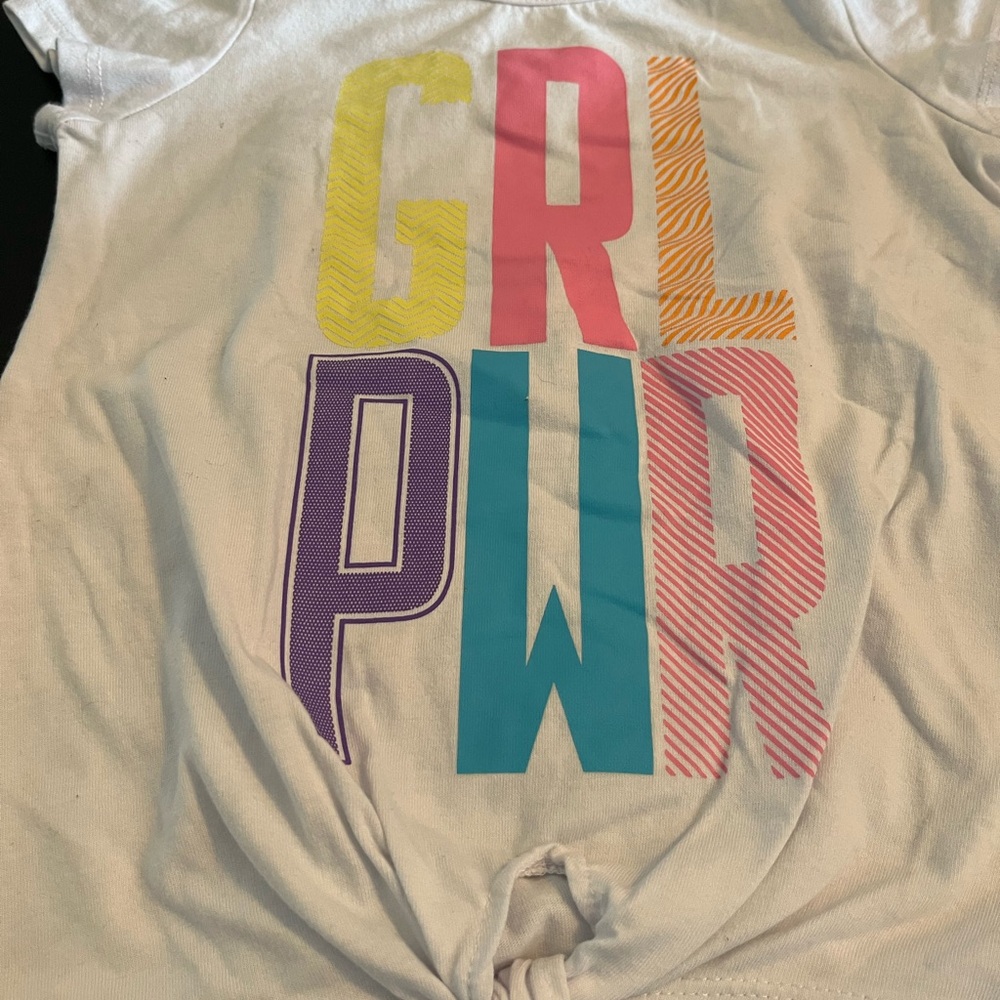 Pro Player Kids' Tee - White with Multicolor GRL PWR Print..A48